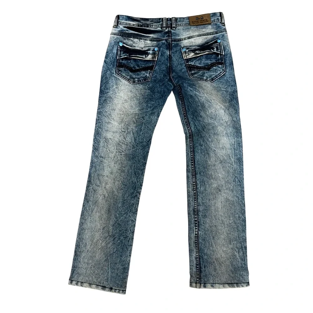 Diesel Denim Jeans Acid Wash Blue Designer Pockets Accents Mens Size 34 vintage - Picture 4 of 11
